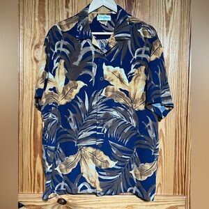Caribbean Silk 100% Silk Hawaiian Camp Shirt Tropical Beach Vacation